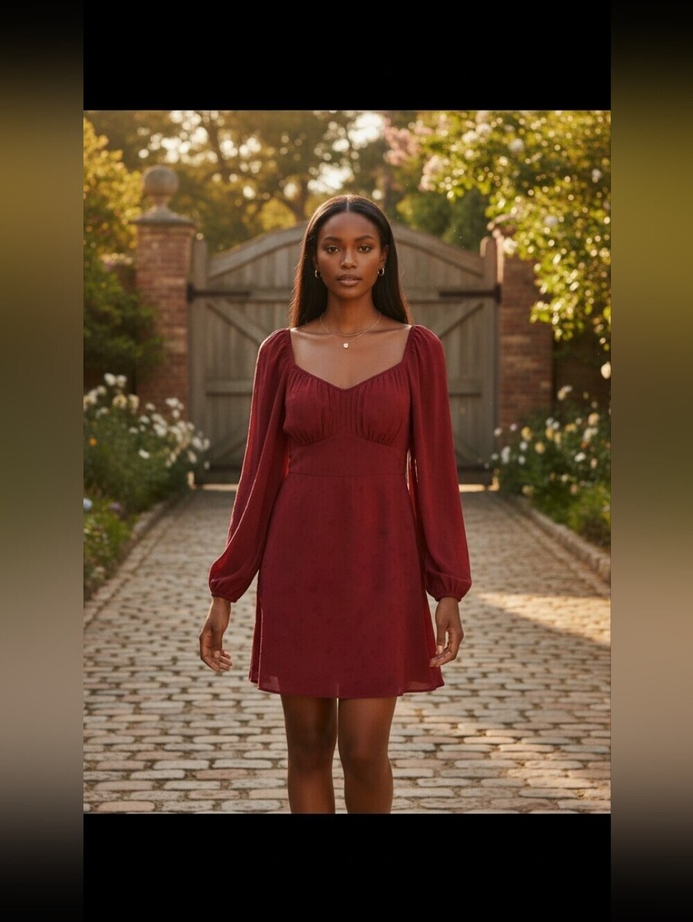 "Hollister Red Smocked Babydoll Mini Dress Long Sleeve XXL"